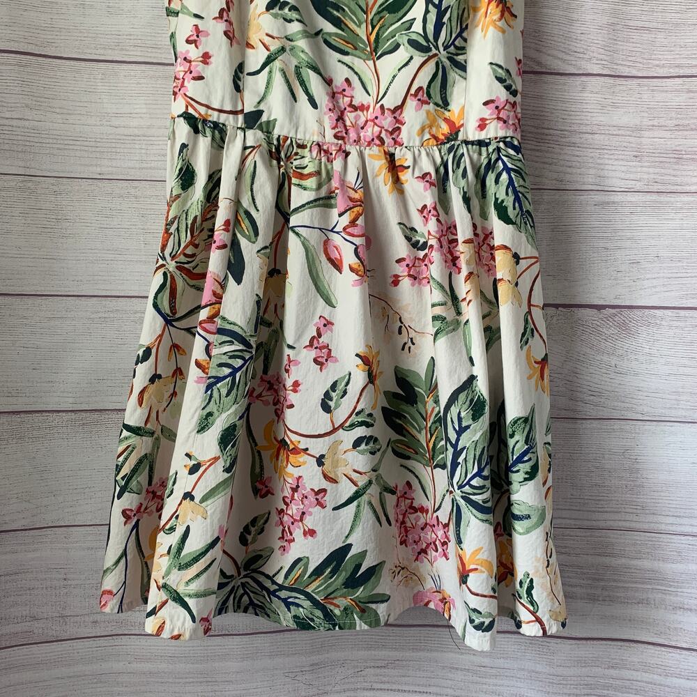 H&M White & Colorful Floral Fit & Flare Mini Dress Adjustable Straps Size Medium - Picture 3 of 11
